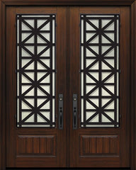 WDMA 64x96 Door (5ft4in by 8ft) Exterior Cherry IMPACT | 96in Double 1 Panel 3/4 Lite Contempo Steel Grille Door 1
