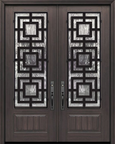 WDMA 64x96 Door (5ft4in by 8ft) Exterior Cherry IMPACT | 96in Double 1 Panel 3/4 Lite Moderna Steel Grille Door 1