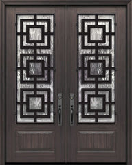 WDMA 64x96 Door (5ft4in by 8ft) Exterior Cherry IMPACT | 96in Double 1 Panel 3/4 Lite Moderna Steel Grille Door 1