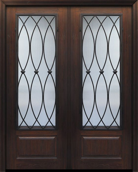 WDMA 64x96 Door (5ft4in by 8ft) Exterior Cherry IMPACT | 96in Double 1 Panel 3/4 Lite La Salle Door 1