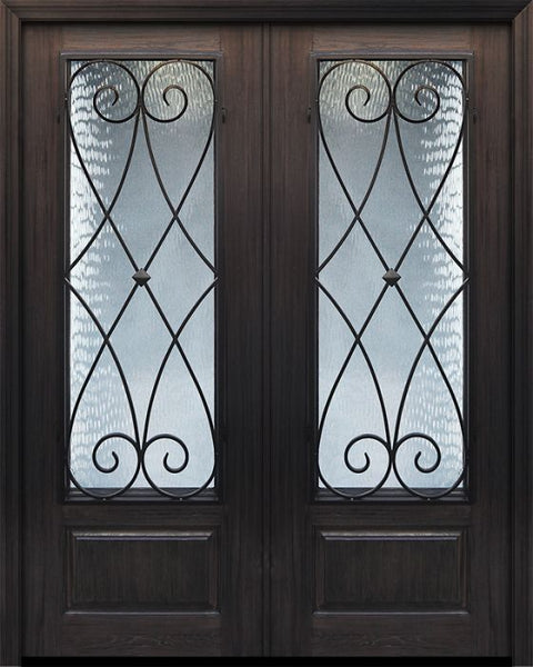 WDMA 64x96 Door (5ft4in by 8ft) Exterior Cherry IMPACT | 96in Double 1 Panel 3/4 Lite Charleston Door 1