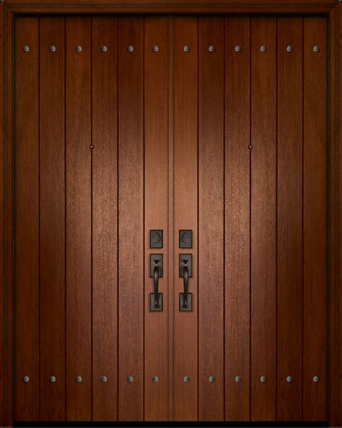 WDMA 64x96 Door (5ft4in by 8ft) Exterior Mahogany 96in Double Plank Door with Clavos 1