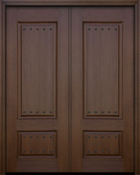 WDMA 64x96 Door (5ft4in by 8ft) Exterior Mahogany IMPACT | 96in Double 2 Panel Square Door with Clavos 1