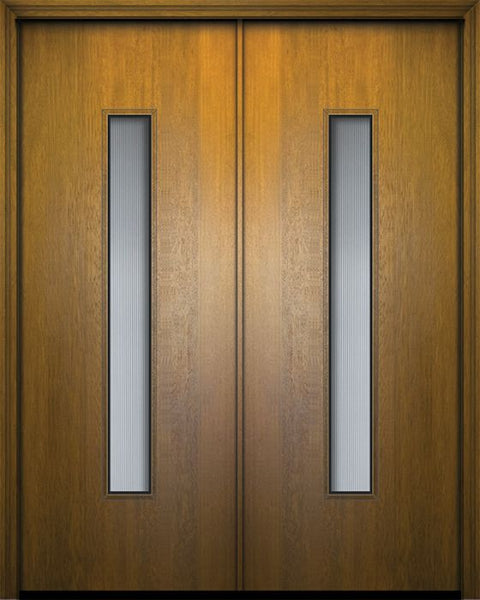 WDMA 64x96 Door (5ft4in by 8ft) Exterior Mahogany 96in Double Malibu Contemporary Door w/Textured Glass 1