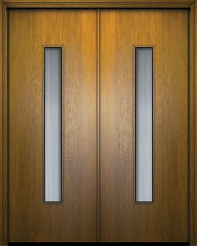 WDMA 64x96 Door (5ft4in by 8ft) Exterior Mahogany 96in Double Malibu Contemporary Door w/Textured Glass 1