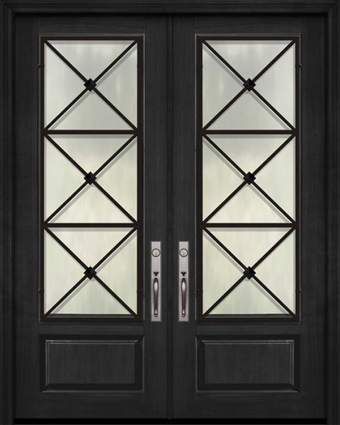 WDMA 64x96 Door (5ft4in by 8ft) Exterior Cherry 96in Double 1 Panel 3/4 Lite Republic Door 1