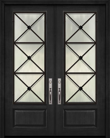 WDMA 64x96 Door (5ft4in by 8ft) Exterior Cherry 96in Double 1 Panel 3/4 Lite Republic Door 1