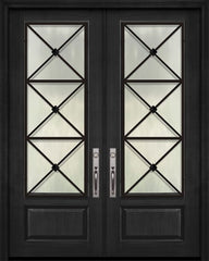 WDMA 64x96 Door (5ft4in by 8ft) Exterior Cherry 96in Double 1 Panel 3/4 Lite Republic Door 1
