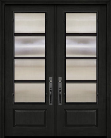 WDMA 64x96 Door (5ft4in by 8ft) Exterior Cherry 96in Double 1 Panel 3/4 Lite Urban Steel Grille Door 1