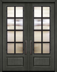 WDMA 64x96 Door (5ft4in by 8ft) Exterior Cherry 96in Double 1 Panel 3/4 Lite Minimal Steel Grille Door 1