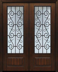 WDMA 64x96 Door (5ft4in by 8ft) Exterior Cherry 96in Double 1 Panel 3/4 Lite St Charles Door 1