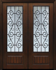 WDMA 64x96 Door (5ft4in by 8ft) Exterior Cherry 96in Double 1 Panel 3/4 Lite St Charles Door 1
