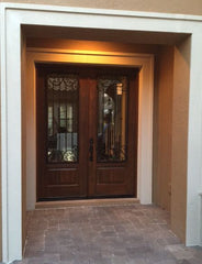 WDMA 64x96 Door (5ft4in by 8ft) Exterior Cherry 96in Double 1 Panel 3/4 Lite Valencia Door 2