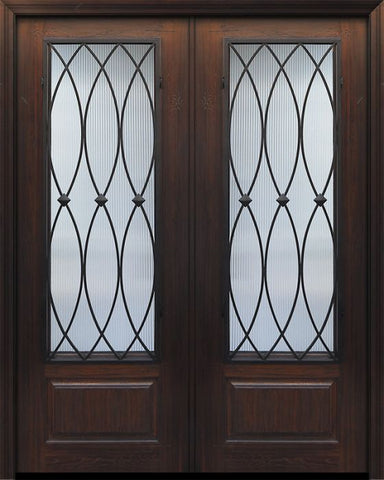 WDMA 64x96 Door (5ft4in by 8ft) Exterior Cherry 96in Double 1 Panel 3/4 Lite La Salle Door 1
