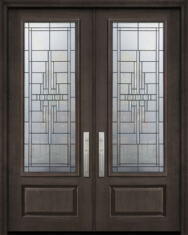 WDMA 64x96 Door (5ft4in by 8ft) Exterior Cherry 96in Double 1 Panel 3/4 Lite Remington Door 1