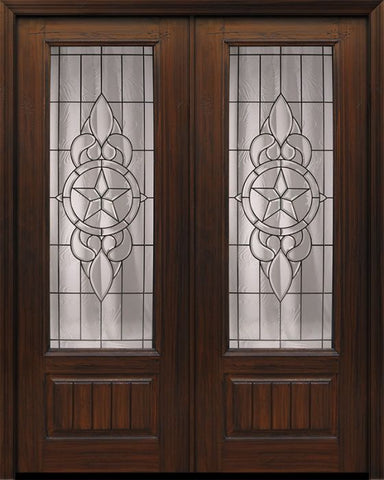 WDMA 64x96 Door (5ft4in by 8ft) Exterior Cherry 96in Double 1 Panel 3/4 Lite Brazos Walnut / Door 1