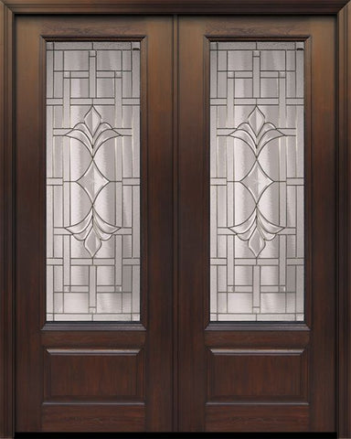WDMA 64x96 Door (5ft4in by 8ft) Exterior Cherry 96in Double 1 Panel 3/4 Lite Marsala Walnut / Door 1