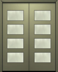 WDMA 64x96 Door (5ft4in by 8ft) Exterior Smooth 96in Double Santa Monica Solid Contemporary Door w/Textured Glass 1