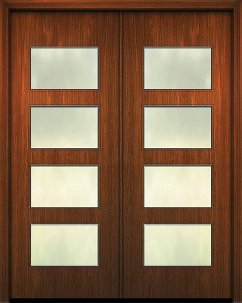 WDMA 64x96 Door (5ft4in by 8ft) Exterior Mahogany 96in Double Santa Monica Solid Contemporary Door w/Textured Glass 1