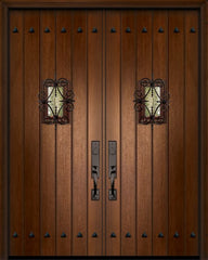 WDMA 64x96 Door (5ft4in by 8ft) Exterior Mahogany IMPACT | 96in Double Plank Door with Speakeasy / Clavos 1