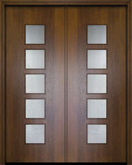 WDMA 64x96 Door (5ft4in by 8ft) Exterior Mahogany 96in Double Venice Contemporary Door w/Textured Glass 1