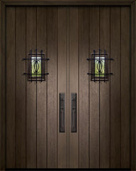 WDMA 64x96 Door (5ft4in by 8ft) Exterior Mahogany 96in Double Plank Door with Speakeasy 1