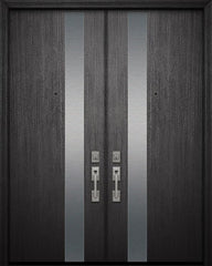 WDMA 64x96 Door (5ft4in by 8ft) Exterior Mahogany 96in Double Costa Mesa Steel Contemporary Door 1