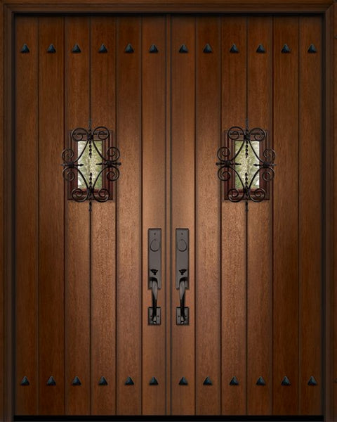 WDMA 64x96 Door (5ft4in by 8ft) Exterior Mahogany 96in Double Plank Door with Speakeasy / Clavos 1