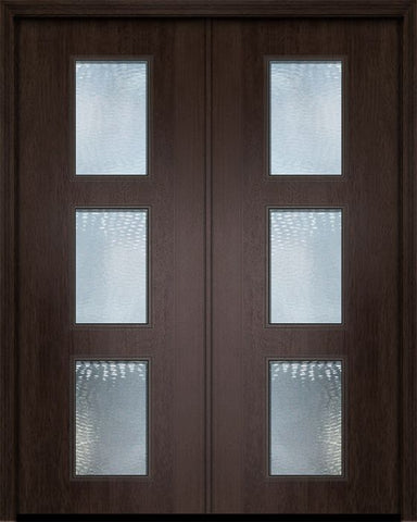 WDMA 64x96 Door (5ft4in by 8ft) Exterior Mahogany 96in Double Newport Contemporary Door w/Textured Glass 1
