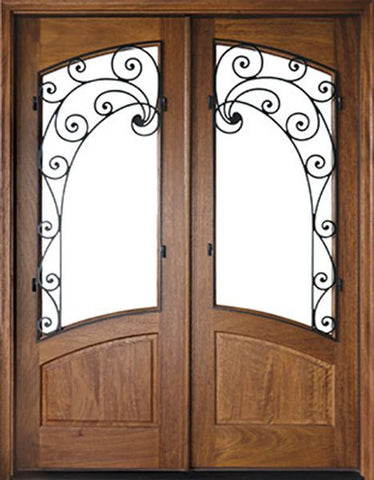 WDMA 64x96 Door (5ft4in by 8ft) Exterior Swing Mahogany Aberdeen Double Door w Iron #2 1