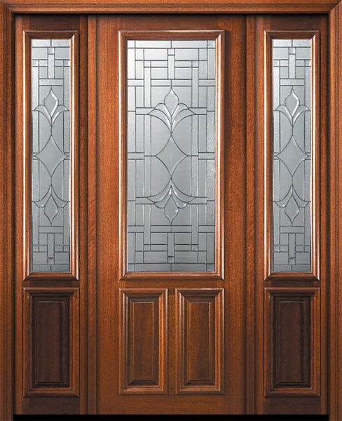 WDMA 64x96 Door (5ft4in by 8ft) Exterior Mahogany 36in x 96in 2/3 Lite Marsala Door /2side 1