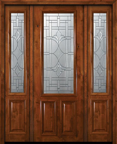 WDMA 64x96 Door (5ft4in by 8ft) Exterior Knotty Alder 36in x 96in 2/3 Lite Marsala Alder Door /2side 1