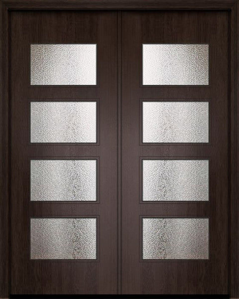 WDMA 64x96 Door (5ft4in by 8ft) Exterior Mahogany 96in Double Santa Monica Contemporary Door w/Textured Glass 1