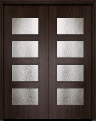 WDMA 64x96 Door (5ft4in by 8ft) Exterior Mahogany 96in Double Santa Monica Contemporary Door w/Textured Glass 1