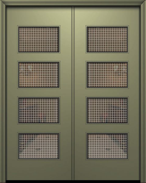 WDMA 64x96 Door (5ft4in by 8ft) Exterior Smooth 96in Double Santa Monica Solid Contemporary Door w/Metal Grid 1