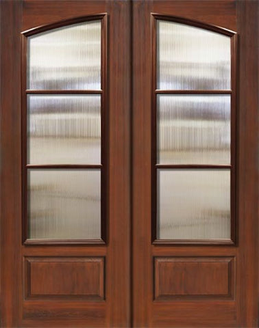 WDMA 64x96 Door (5ft4in by 8ft) French Mahogany IMPACT | 96in Double Square Top Arch 3 Lite SDL Cherry Knotty Alder Door 1
