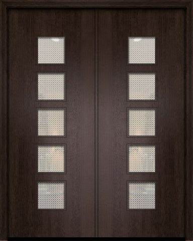 WDMA 64x96 Door (5ft4in by 8ft) Exterior Mahogany 96in Double Venice Contemporary Door w/Metal Grid 1