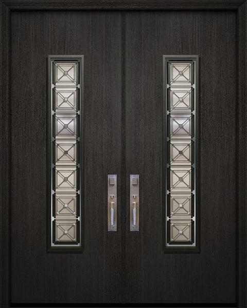 WDMA 64x96 Door (5ft4in by 8ft) Exterior Mahogany 96in Double Malibu Contemporary Door with Speakeasy 1