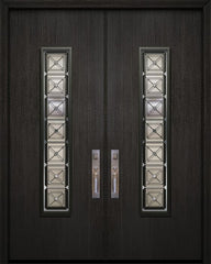 WDMA 64x96 Door (5ft4in by 8ft) Exterior Mahogany 96in Double Malibu Contemporary Door with Speakeasy 1