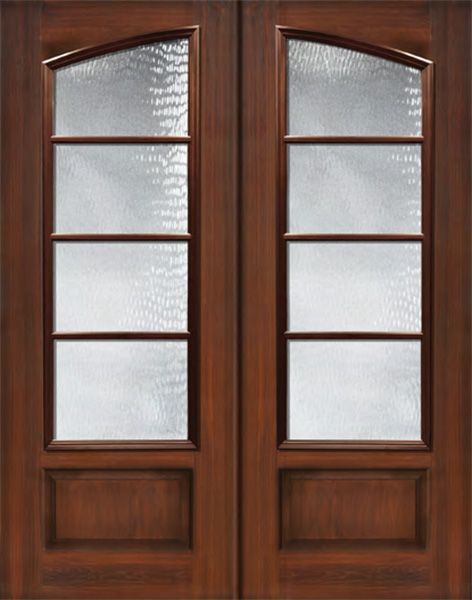 WDMA 64x96 Door (5ft4in by 8ft) French Mahogany IMPACT | 96in Double Square Top Arch 4 Lite SDL Cherry Knotty Alder Door 1
