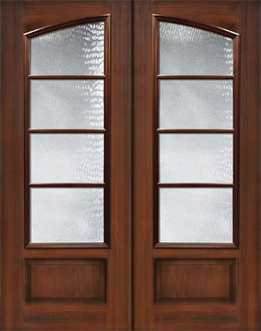 WDMA 64x96 Door (5ft4in by 8ft) French Mahogany IMPACT | 96in Double Square Top Arch 4 Lite SDL Cherry Knotty Alder Door 1