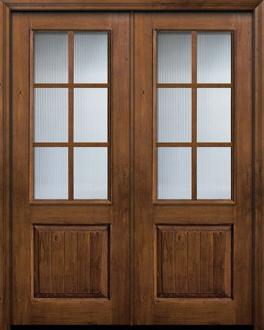 WDMA 64x96 Door (5ft4in by 8ft) Exterior Knotty Alder IMPACT | 96in Double 2/3 Lite 1 Panel 6 Lite SDL Door 1