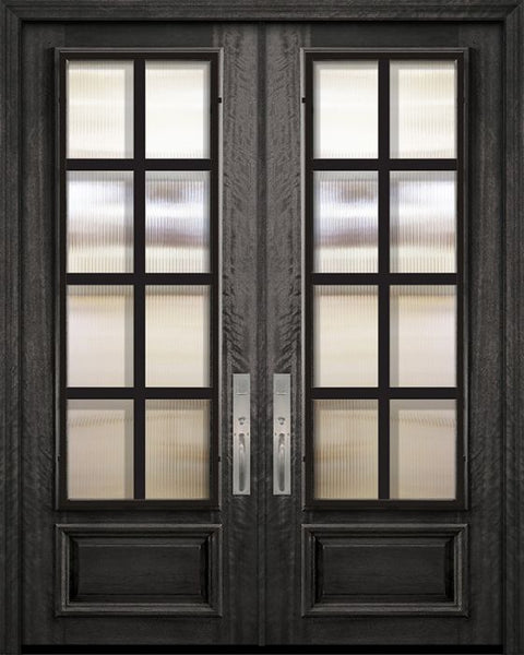 WDMA 64x96 Door (5ft4in by 8ft) Exterior Mahogany 96in Double 3/4 Lite Minimal Steel Grille Portobello Door 1