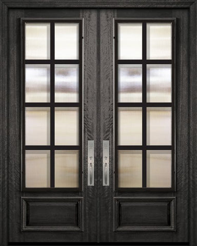 WDMA 64x96 Door (5ft4in by 8ft) Exterior Mahogany 96in Double 3/4 Lite Minimal Steel Grille Portobello Door 1