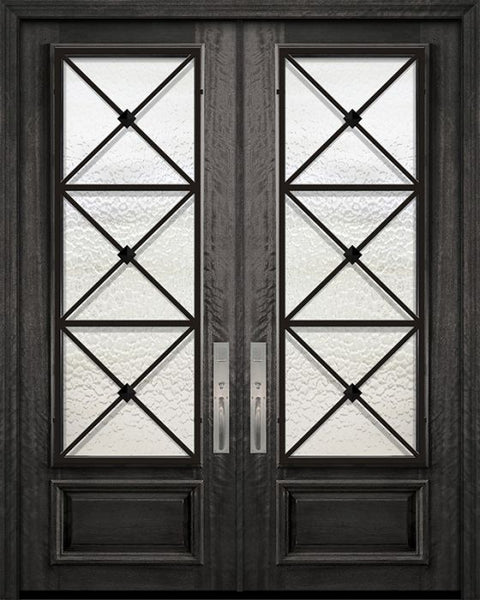 WDMA 64x96 Door (5ft4in by 8ft) Exterior Mahogany 96in Double 3/4 Lite Republic Portobello Door 1