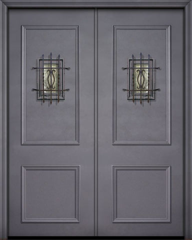 WDMA 64x96 Door (5ft4in by 8ft) Exterior 96in ThermaPlus Steel 2 Panel Double Door with Speakeasy 1