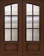 WDMA 64x96 Door (5ft4in by 8ft) French Mahogany IMPACT | 96in Double Square Top Arch 6 Lite SDL Cherry Knotty Alder Door 1