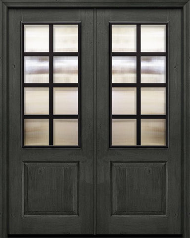 WDMA 64x96 Door (5ft4in by 8ft) Exterior Knotty Alder IMPACT | 96in Double 1 Panel 2/3 Lite Minimal Steel Grille Door 1