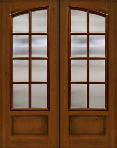 WDMA 64x96 Door (5ft4in by 8ft) Patio Mahogany IMPACT | 96in Double Square Top Arch 8 Lite SDL Cherry Knotty Alder Door 1