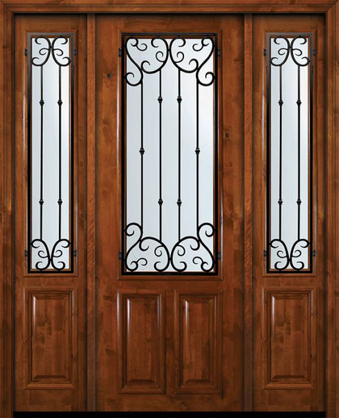 WDMA 64x96 Door (5ft4in by 8ft) Exterior Knotty Alder 36in x 96in 2/3 Lite Valencia Alder Door /2side 1